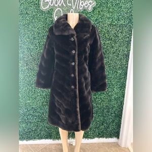 Vintage Grandella Fur Brown Long Coat - Size 12